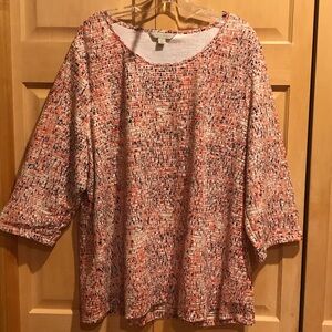 Laura Ashley Orange and White 3/4  Sleeve Top